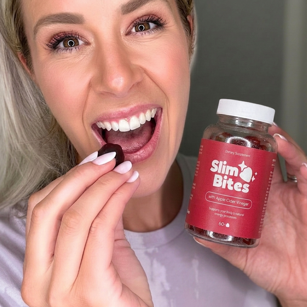 Person with Slim Bites bottle